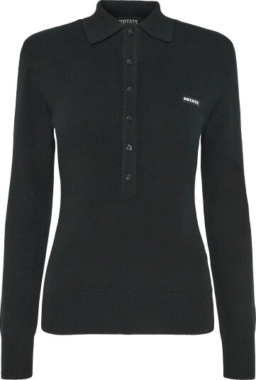ROTATE Wool Longleeve Polo   BLACK   L