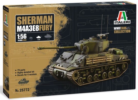 Italeri M4A3E8 Sherman Fury Modelltank 1:56