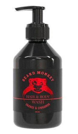 Beard Monkey 250 ml Sjampo for Hår & Kropp med Appelsin og Kanel