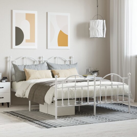 vidaXL Sengeramme i metall med hode- og fotgavl hvit 140x200 cm vidaXL Sengeramme i metall med hode- og fotgavl hvit 140x200 cm