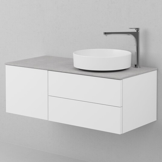 INR Iconic Nordic Rooms AIR Solid Servantskap med 2 Skuffer og 1 Dør H:35xd:45cm Premium White / 100cm Høyre