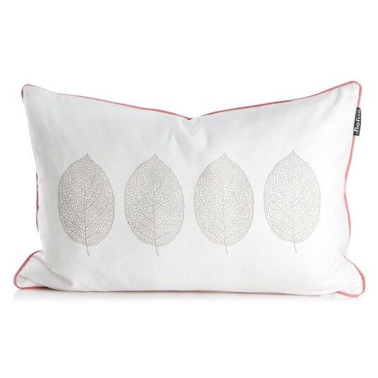 Enjoy Design Pute Roma hvit m/trykte blad i beige 40x60cm