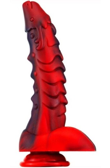 Dragon Dildo Sarkan Black-Red 19 cm