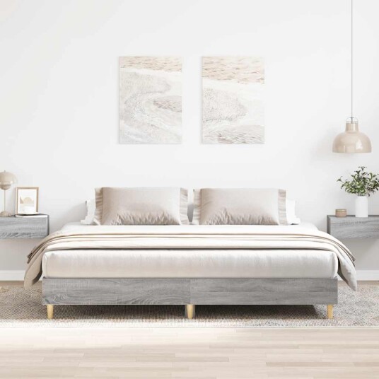 Sengeramme uten madrass grå sonoma 160x200 cm konstruert tre