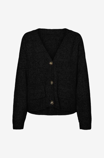 Vero Moda Kardigan vmBoom LS V neck Button Cardigan Svart