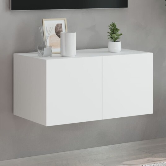 vidaXL Vegghengt TV-benk med LED hvit 60x35x31 cm 8721012258518