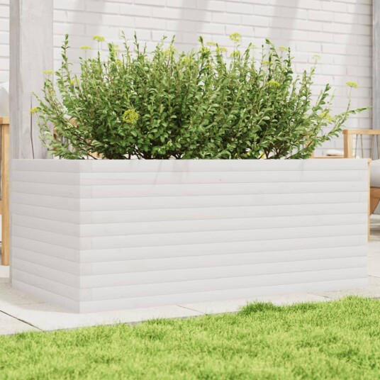Plantekasse hvit 110x60x45,5 cm heltre furu Plantekasse hvit 110x60x45,5 cm heltre furu