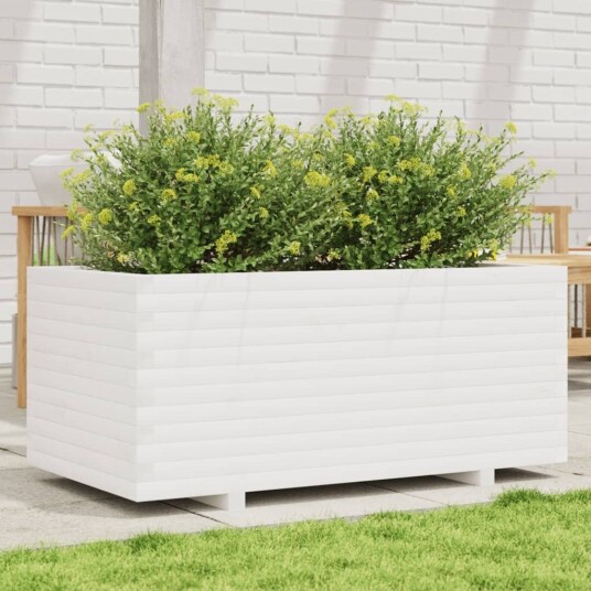  Plantekasse hvit 110x60x49,5 cm heltre furu