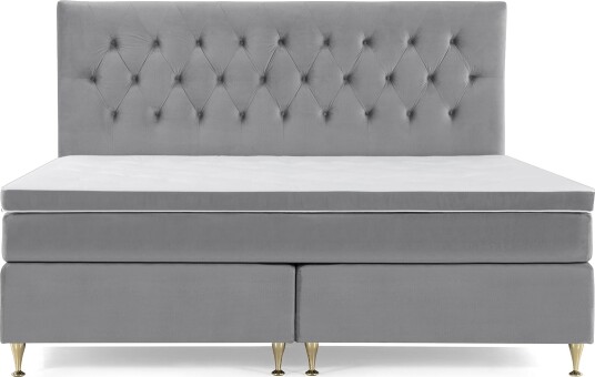 Royal Velvet Komplett Sengepakke 210x210 cm Lysegrå Fløyel/Lave Gullben