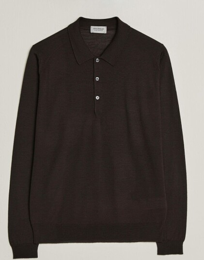 John Smedley Belper Extra Fine Merino Polo Pullover Faulkner Brown