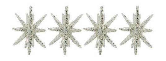 House Doctor Spike juletrepynt stjerner 7,5 cm 4 stk sølv/glitter
