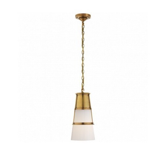Robinson Medium Pendant Antique Brass/White Glass