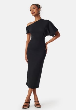 BUBBLEROOM Asymmetric Midi Dress Black L BUBBLEROOM Asymmetric Midi Dress Black L