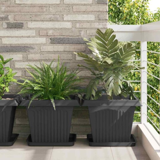 vidaXL Firkantet Blomsterbrett 6 pcs Svart 36 x 36 x 2.5 cm Plast