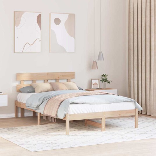  Sengestamme med hodegjerde Brun 120 x 190 cm Massivt furutre