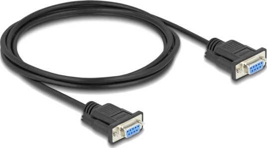 Delock Seriell Kabel Db 9 Hunn Til Db 9 Hunn 2 M Tommelskruer Støtter Rs 232 Seriell Grensesnitt Svart