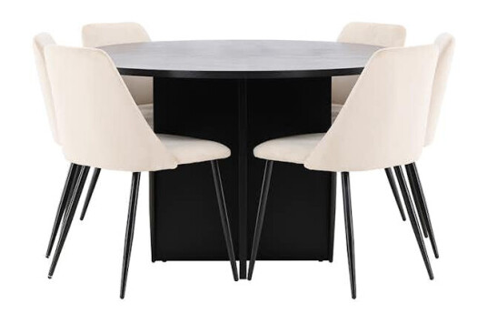 Spisegruppe Venture Home Strada Ø120 cm med 6st Night Spisestoler