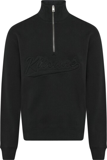 Maison Kitsune Varsity Half Zip Comfort Sweater Black XL