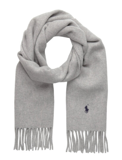 Polo Ralph Lauren Fringe-Trim Wool Scarf - Grey - ONE SIZE
