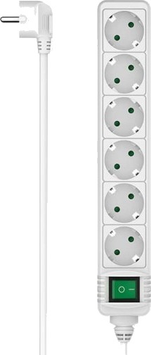 Hama 6 veis strømuttak med bryter 3m hvit 90223008 Hama 6 veis strømuttak med bryter 3m hvit 90223008