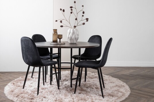 Venture Home Copenhagen Spisegruppe 115 cm Rund med 4 Polar Stoler Sort