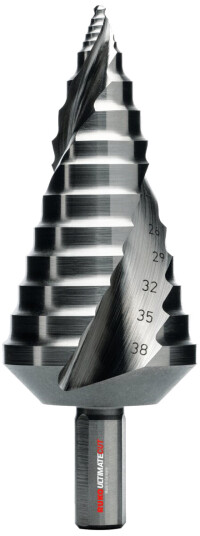 Trappebor HSSE-Co5 med Flowstep-spiss, 9-38 mm