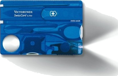 Victorinox Swisscard Lite multitool i blå, 13 funksjoner, 54,5 x 82 mm