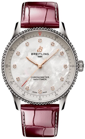 Breitling Dameklokke A77320E61A2P2 Navitimer 32 Hvit/Lær Ø32 mm