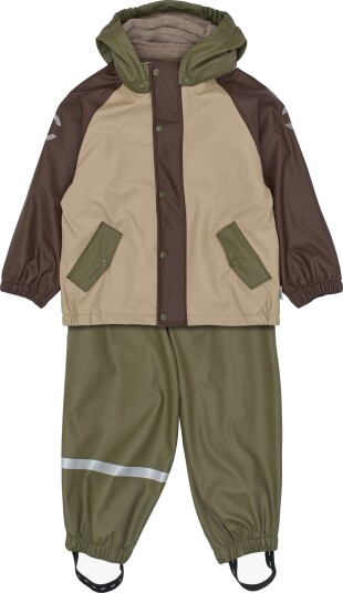 Mikk line Pu Rain Set + Fleece/Susp. 104 DUSTY OLIVE 122
