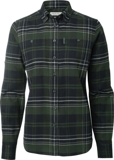 Chevalier Heron Flannel Shirt Women October Green Checked 42W