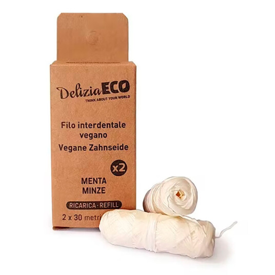 Tanntråd uten PFAS Delizia Eco Mint Refill 2x30 mtr. Tanntråd uten PFAS Delizia Eco Mint Refill 2x30 mtr.