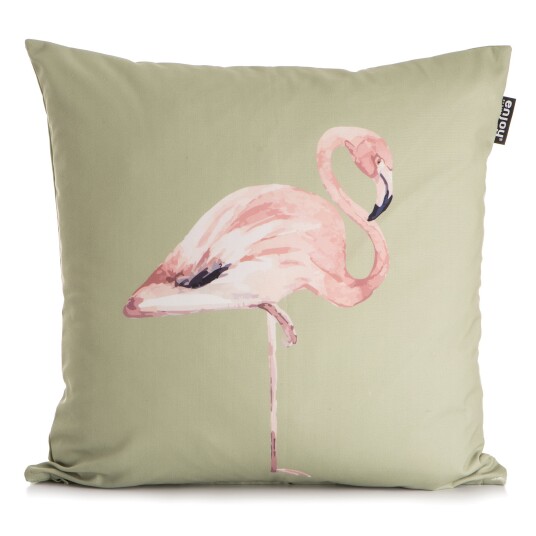 Enjoy Design Pute grønn m/trykk av flamingo 50x50cm