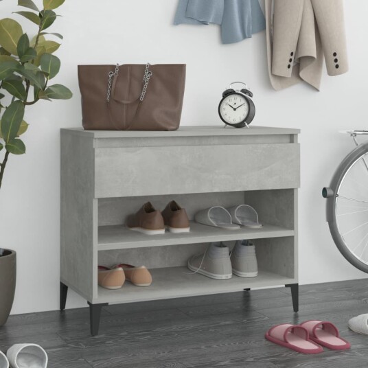 vidaXL Skoskap betonggr? 70x36x60 cm konstruert tre