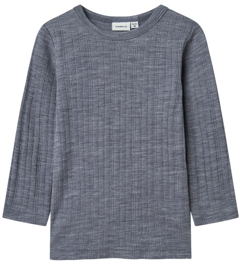 Name It Folkstone Gray Nmmwang Ull Needle Ls Topp Solid Noos 110