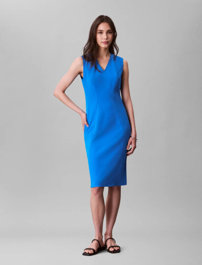 Calvin Klein Scuba Fitted Knee Length Dress Blue XS Calvin Klein Scuba Fitted Knee Length Dress Blue XS