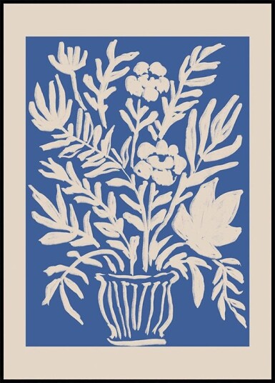 Cobalt Blue Floral Block Print Plakat Plakat / 40x50cm Cobalt Blue Floral Block Print Plakat Plakat / 40x50cm