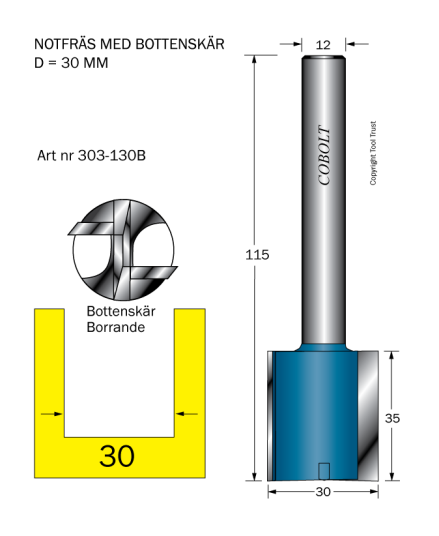 Cobolt 303-130B Sporfres D=30 L=35 TL=115 S=12 Maskintilbehør & forbruk