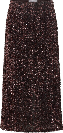 Vila Skjørt viFaith HW Midi Sequin Brun