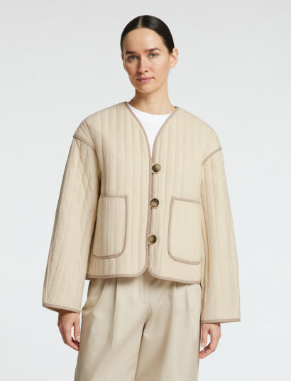 Selected Slflinn Quilted Jacket - Cream - 40