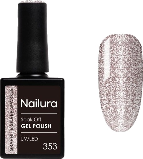 Nailura Gelpolish 353 – Graphite Silver Sparkle – 10 ml Nailura Gelpolish 353 – Graphite Silver Sparkle – 10 ml