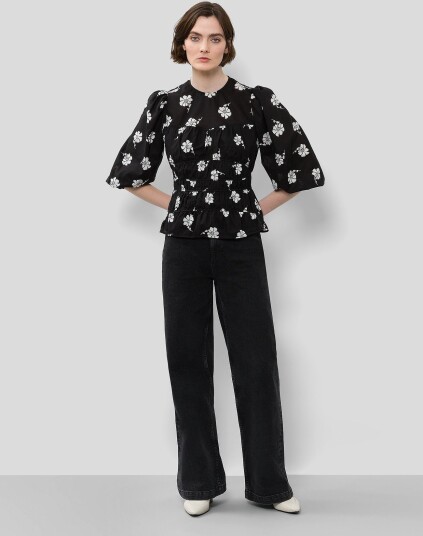 IVY OAK Brenda Gathered Blouse Black 38 IVY OAK Brenda Gathered Blouse Black 38