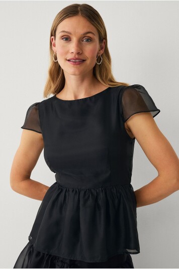 Ellos Collection Bluse med peplum Svart Ellos Collection Bluse med peplum Svart