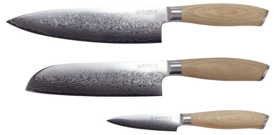 Mareld Akio Santoku knivsett 3 kniver