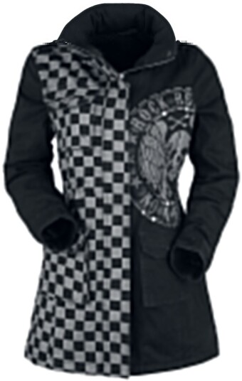 Rock Rebel by EMP Vinterjakke Black/Grey Jacket with Studs and Print S til XXL Damer grå-svart