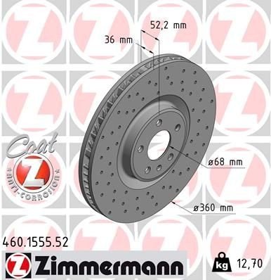 Bremseskive ZIMMERMANN 460.1555.52