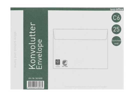 Kuverter C6 70G Fugtgummi 114X162mm 25Stk/Pak