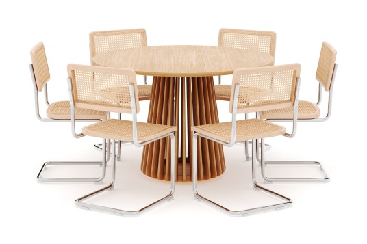 Scandinavian Choice Peyra Spisebord 120 cm Rundt Ek med 6 stk Build Matstkolar Natur