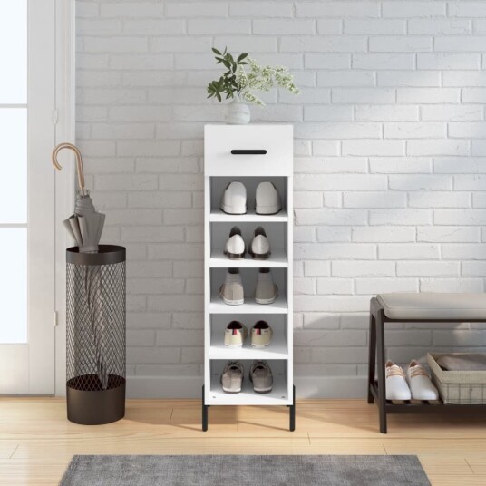  Skohylle hvit 30x35x105 cm konstruert tre