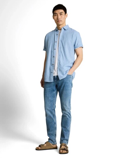 Tom Tailor Cotton Linen Shirt Blue XXL Tom Tailor Cotton Linen Shirt Blue XXL