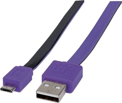 Manhattan Usb-Kabel Micro-Usb Type B Hann Til Usb Hann Usb 2.0 1 M Formstøpt Flat Purpur/Svart